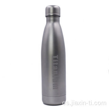 Botella de titanio de vacío de senderismo con forma de cola de doble pared